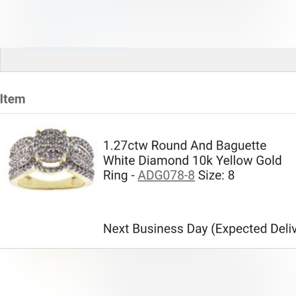 1.27ctw. ROUND BAGUETT CROWN TOP WHITE DIAMOND CLUSTER 10K YELLOW GOLD RING - Picture 14 of 16